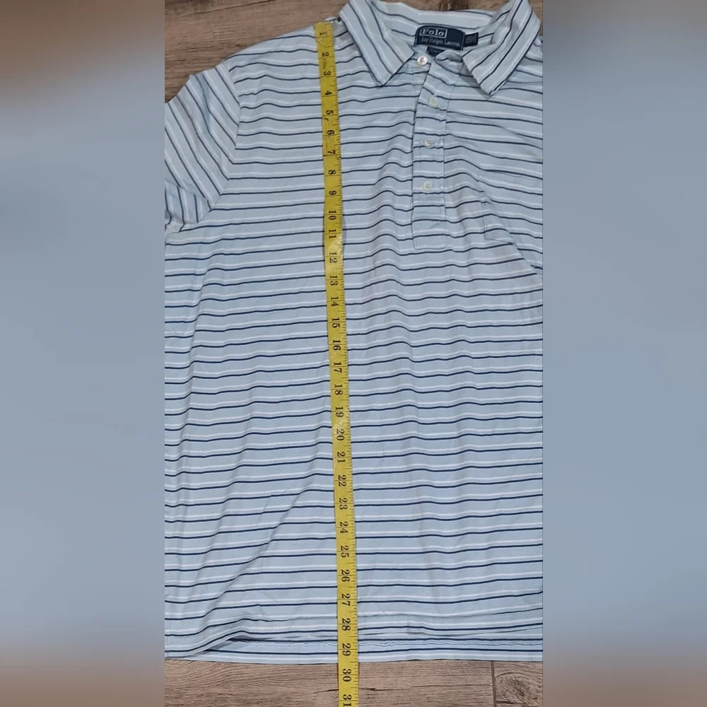 Ralph Lauren Blue and White Striped Soft Polo Shirt Sz XXL #1960